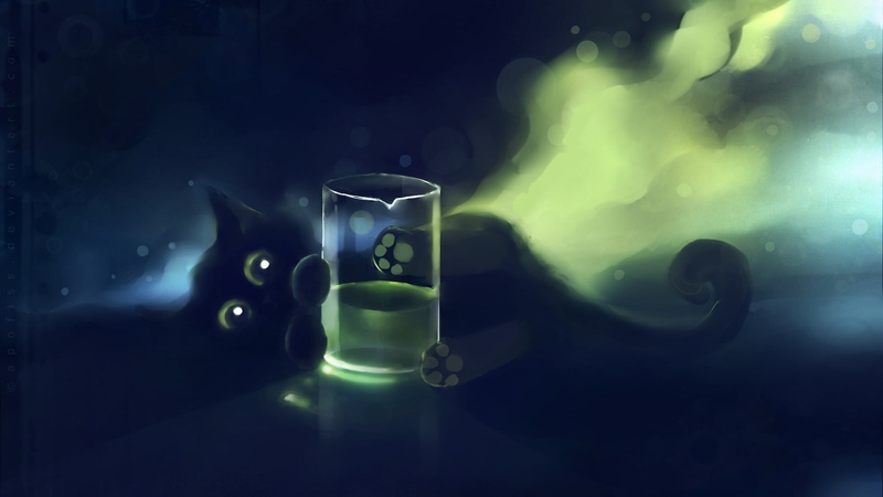 1080P, deviantart, artwork, animals, cat, black cat, hd, kittens, apofiss, cats, x, art, black