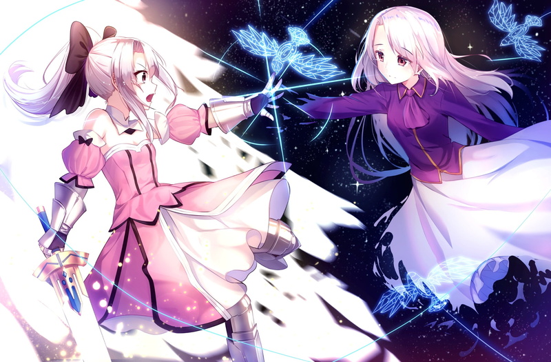 sword, night, gloves, 250022, stay, cosplay, fate, skirt, com, eyes, dress, tears, long, hair, weapon, red, white, (nicknikg), konachan, ponytail, 720P