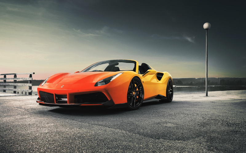 motion, no people, sports car, street, yellow, car, motor vehicle, outdoors, mode of transportation, red, racecar, sky, land vehicle, ferrari 458 spider 4k computer  backgrounds