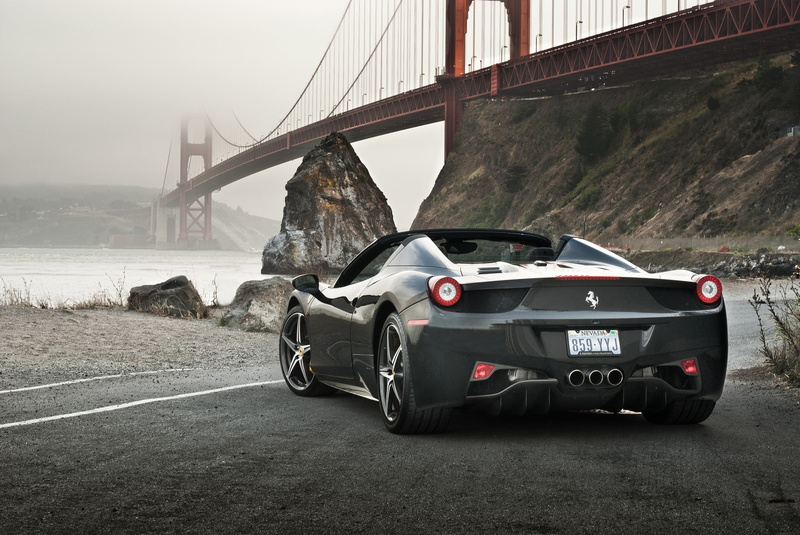 spider, rocks, Supercar, 2K, ferrari, bridge, Ferrari 458 Spider, water
