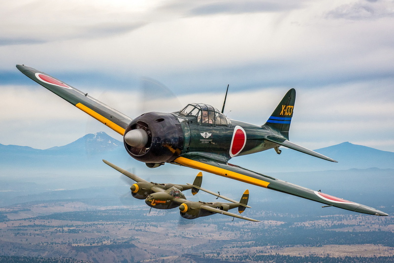 A6M3 Zero, P-38, Japanese, flight, easy, 1080P, carrier-based fighter, Lightning, fighter