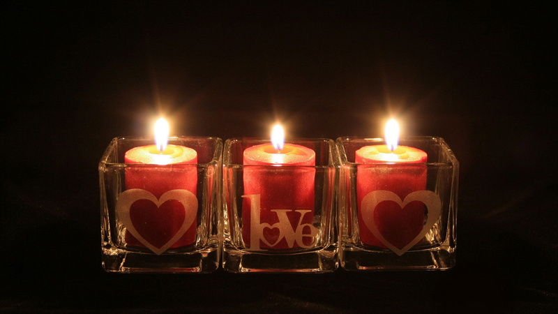 1080P, the holiday of all lovers, Love, light, Valentines Day, fire, candles, the dark background