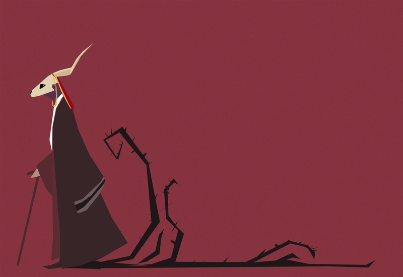2K, minimalism, Red Background, Mahoutsukai no Yome
