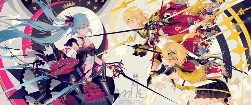1080P, Vocaloid, Anime, Hatsune Miku, Len Kagamine, Rin Kagamine