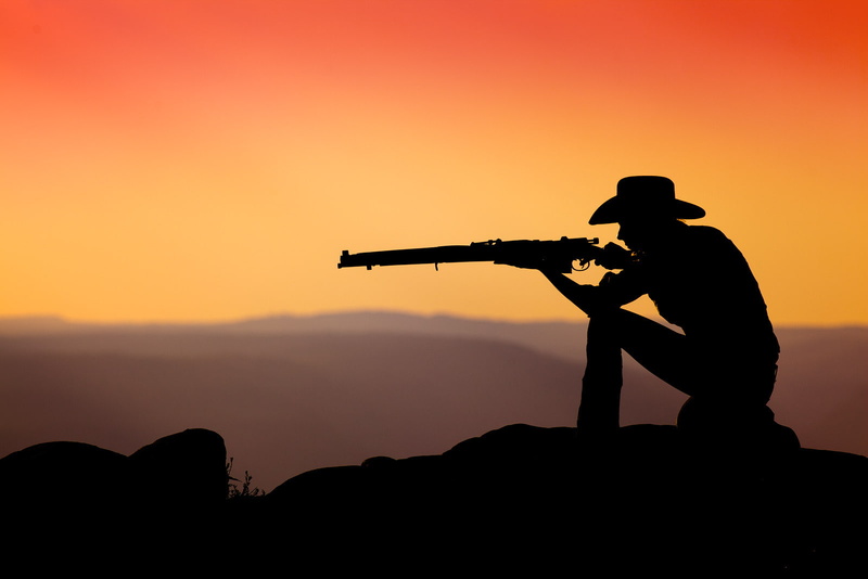 musical instrument, sky, real people, silhouette, 720P, rifle, Enfield, one person, nature, outdoors, weapon, man, occupation, lifestyles, leisure activity