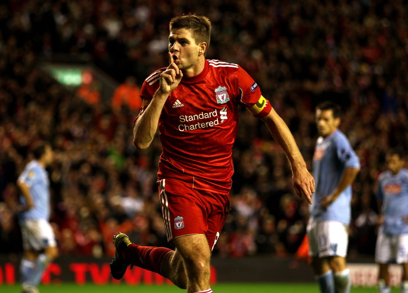 determination, stage, adult, group of people, clothing, effort, 2K, jersey, red, skill, full length, spectator, crowd, men, adidas, liverpool, gerrard