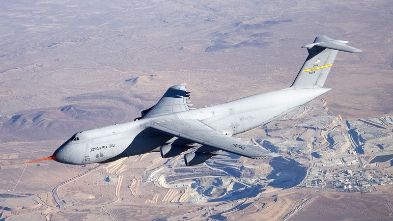 flying, single object, environment, air force, airplane, air vehicle, transportation, mode of transportation, aerospace industry, aircraft lockheed c 5 galaxy