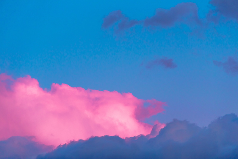 pink, outdoors, 5K, meteorology, sky, tranquility, clouds, low angle view, sunset, idyllic, colorful, environment, cloud - sky, pink color, cloudscape