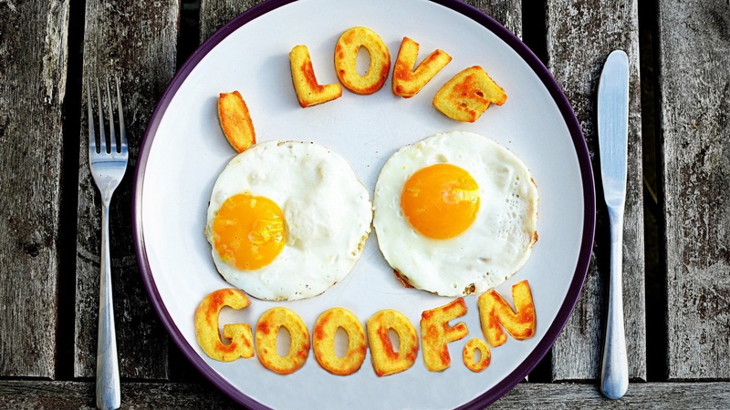 GOODFON, KNIFE, LETTERS, PLATE, Scrambled EGGS, 1080P, POTATOES, EGGS, LOVE, PLUG, The PHRASE
