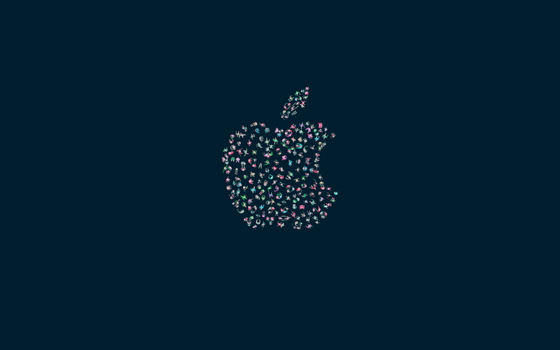 illustration, dark, 4K, logo, minimal, wwdc, blue, apple, art