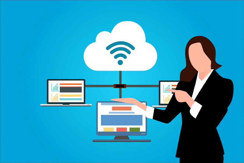 computer network, connection, cloud computing concept, internet, global communications, computer, cloud system, corporate business, silhouette, woman, system