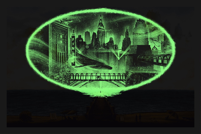 night, video games, auto post production filter, circle, 1080P, multiple exposure, geometric shape, digital composite, no people, architecture, green color
