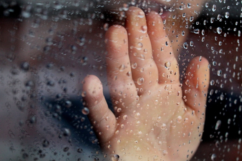 rain, touching, rainy window, body part, drops, glass - material, human body part, panel, adult, rainy day, nature, indoors, drop, close-up, water, raindrops