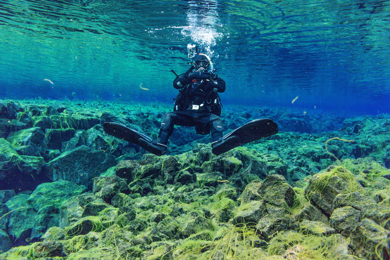 silfra-column, glacier water, lake, finimeter, underwater diving, door gravel, swimming, water sports, air bubbles, dive, animal wildlife, a journey of discovery