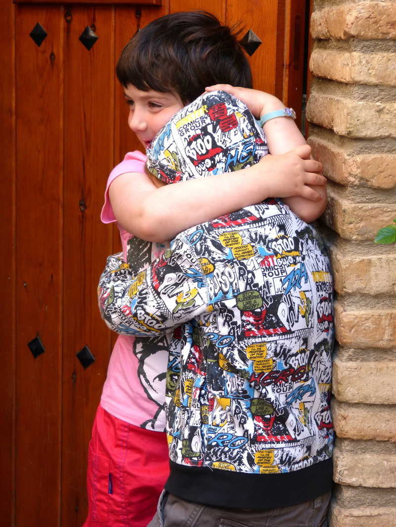 childhood, hug, casual clothing, people, fraternal love, togetherness, child, family, leisure activity, bonding, positive emotion, females, emotion, standing