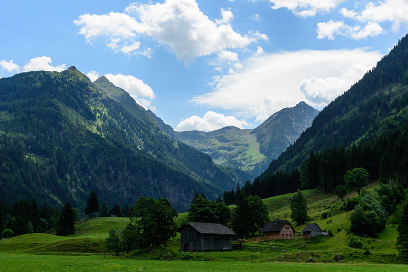 nature, tranquility, day, valleys, cloud - sky, mountain peak, land, meadow, plant, scenics, summer, idyllic, near, cottages, hill, 5K, european Alps