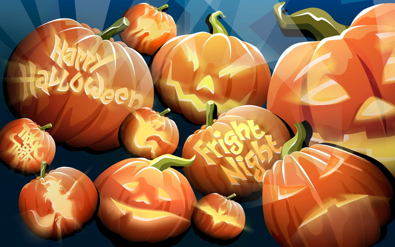 fright, happy, Pumpkin, 1080P, pumpkins, night, Halloween, poster