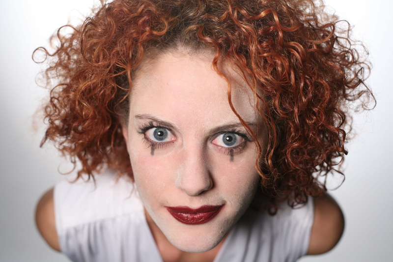 photo, body part, white, brown hair, one person, top, red hair, hairstyle, young women, looking at camera, makeup, spooked, close-up, beauty, front view