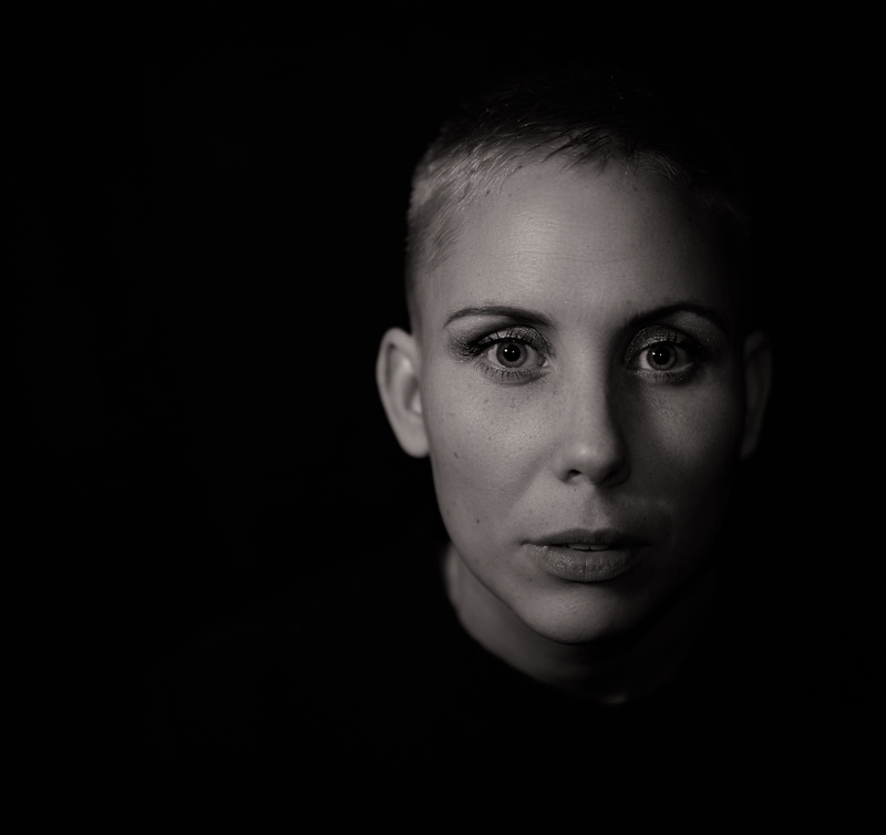 young Adult, grayscale, caucasian Ethnicity, looking At Camera, indoors, portrait, serious, neck, beauty, crew, studio Shot, light, black Background, females