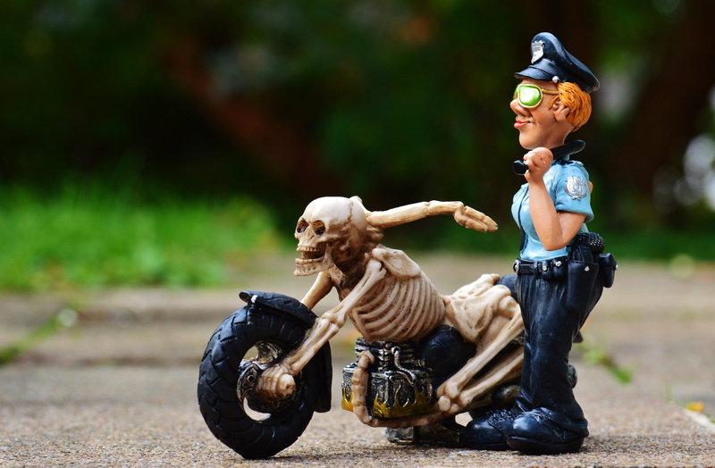 motorcycle, people, fun, helmet, focus on foreground, horror, decoration, skull and crossbones, transportation, adult, art and craft, Control, representation