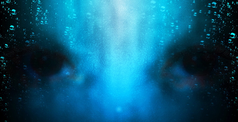 outdoors, no people, mystery, scary, body part, blue, front view, light - natural phenomenon, close-up, nightmare, demon, underwater, evil, halloween, backgrounds
