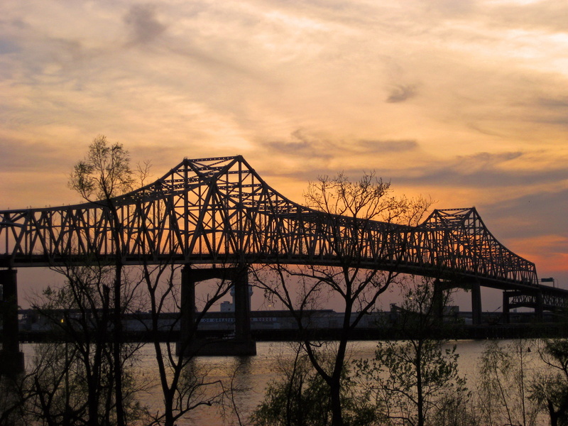 building exterior, white, water, cloud - sky, cloudy, 2K, silhouette, daytime, nature, outdoors, Baton Rouge, louisiana, connection, sunset, bridge - man made structure