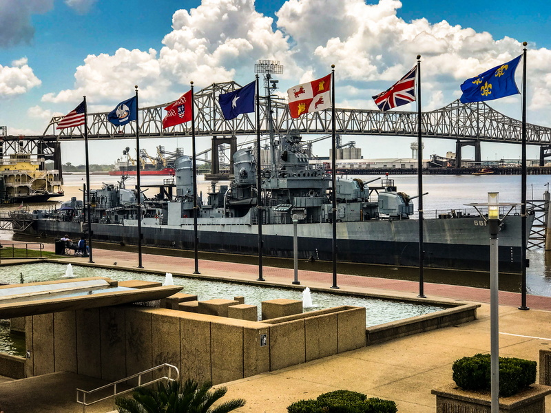 building exterior, patriotism, no people, city, sky, built structure, nature, day, transportation, 100 s river rd, river, water, united states, baton rouge