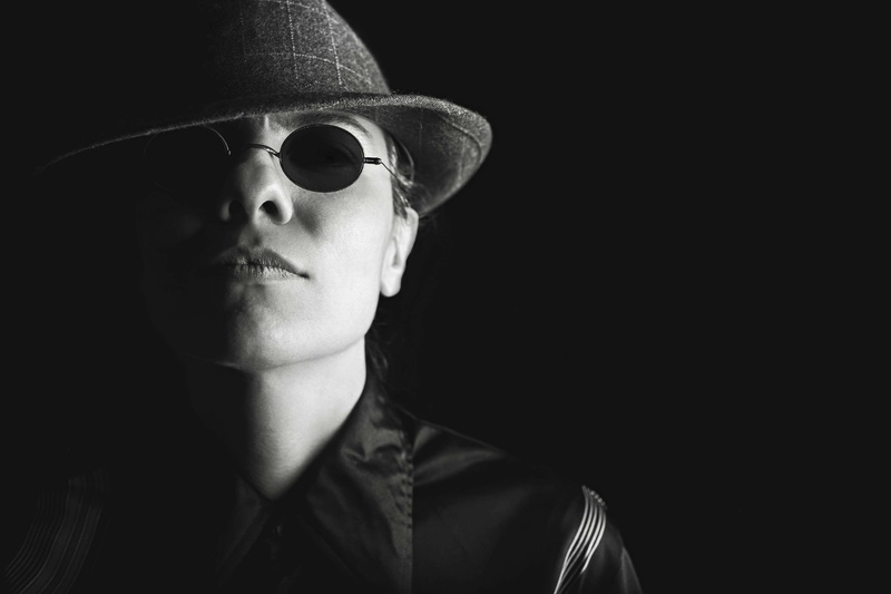studio shot, human face, men, shadow, 4K, dangerous, portrait, hat, clothing, american, contrast, fashion, detective, female, crime, dark, authority, attractive