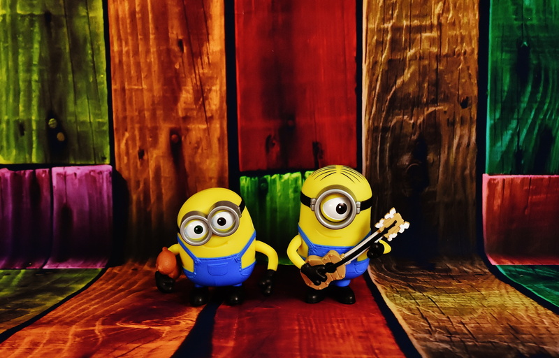 yellow, table, children, wood - material, minion, focus on foreground, funny, toys, multi colored, craft, human representation, no people, creativity