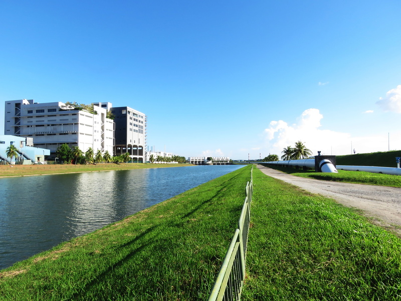green color, fuel, apartment, clean water, sunlight, water, technology, Land, office building exterior, nature, industry, sky, photo, blue, pipeline, tree