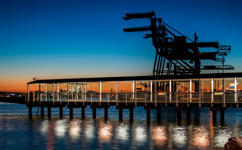 black bridge, port, transportation, machinery, black, dock, 4K, body of water, night, pier, freight transportation, nature, beach, structure, water, waterfront