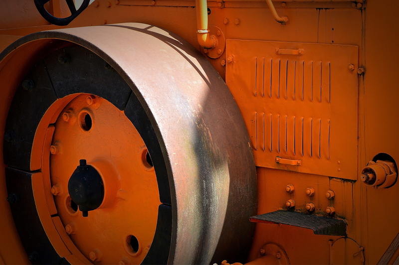 technology, site, Construction, indoors, steam, day, sheet metal housing, construction machine, iron wheels, land vehicle, close-up, construction work