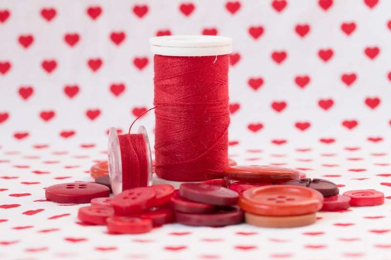 sewing, thread, two, tablecloth, hearts, close-up, indoors, candy, food and drink, paper, large group of objects, 4K, valentines day - holiday, still life