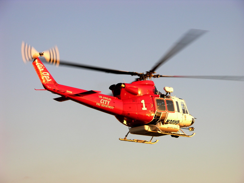 The sky, Bell, Helicopter, Fire, 412, 2K, Los Angeles, Sunset, Department, The evening