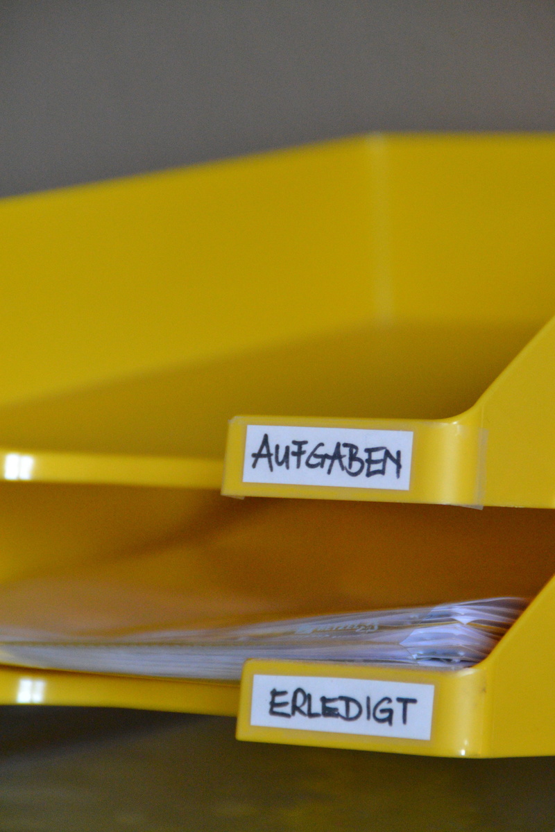 close-up, paper, file away, shelf, office, no people, information, communication, studio shot, group of objects, after work, yellow, box - container, table