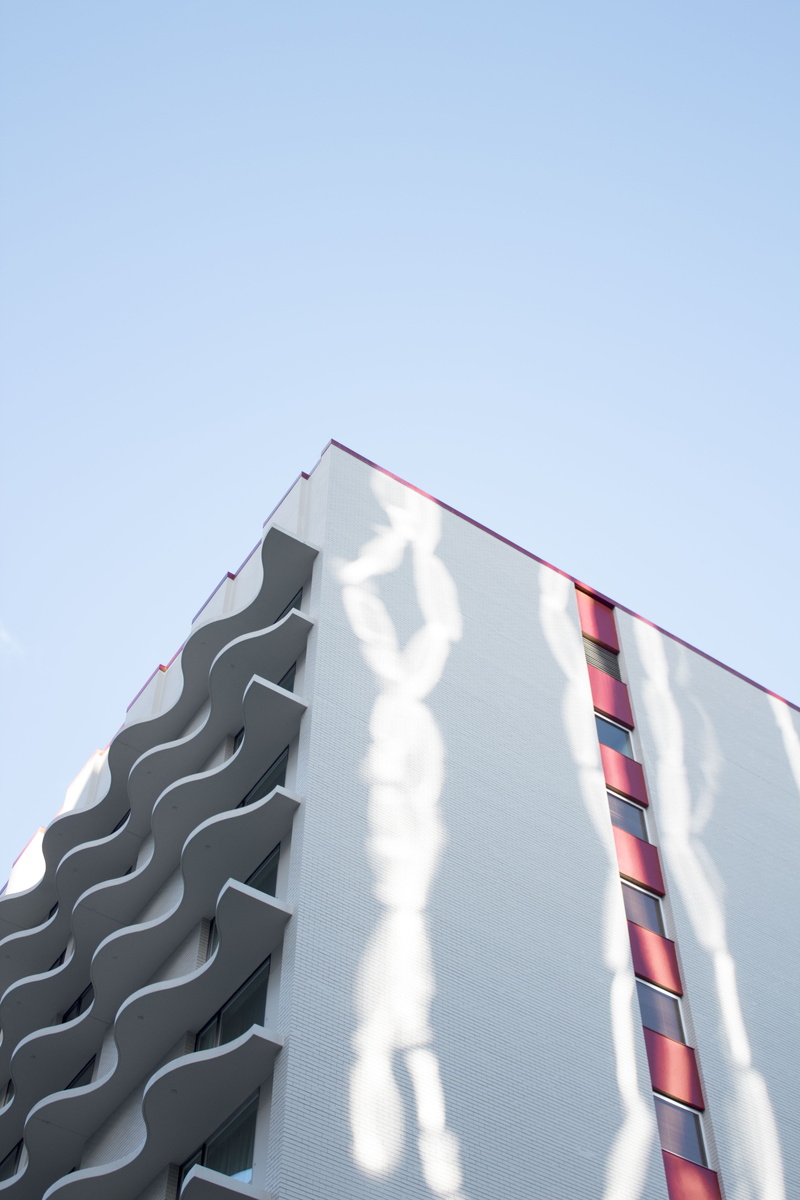 photography, low, city, clear sky, urban, white, file folder, low angle view, copy space, 5K, office building, skyscraper, day, white color, shape, no people