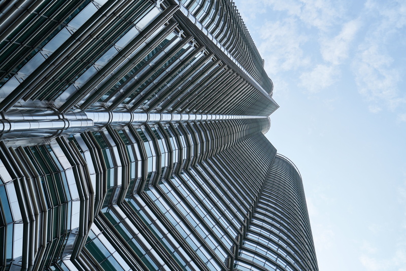 structure, kuala lumpur, silver colored, exterior, cloud - sky, outdoors, tower, buildings, Malaysia, blue, high, outdoor, built structure, steel, sky