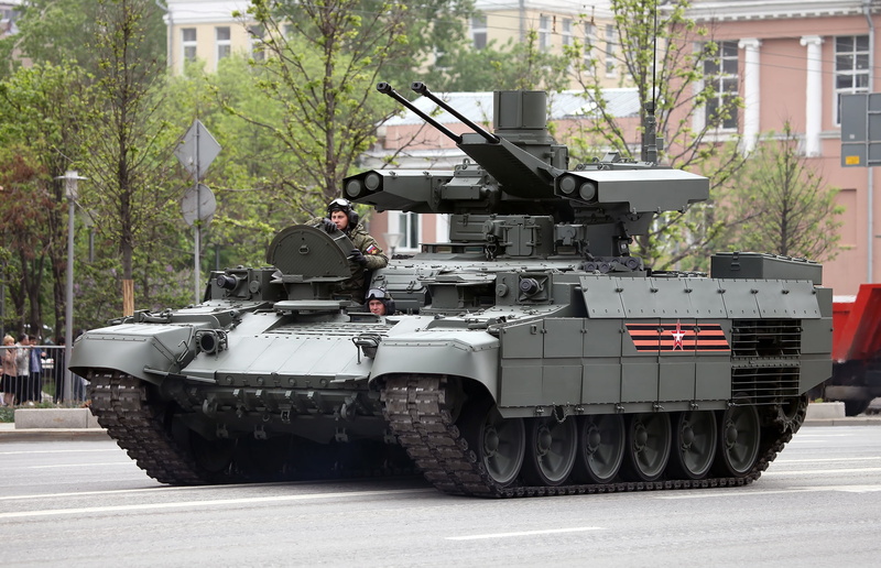 Fighting vehicle fire support, military equipment, BMPT " Terminator", The armed forces of Russia, street, 1080P, UVZ, preparing for Victory Parade