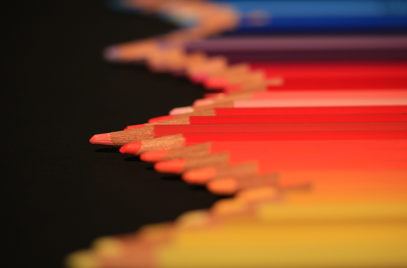 no people, close-up, copy space, studio shot, orange color, pencils, music, creativity, side view, colored background, multi colored, arts culture and entertainment