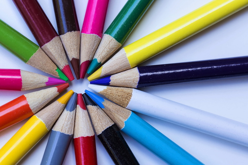 variation, colored pencil, writing instrument, high angle view, directly above, indoors, shape, pencils, multi colored, art and craft equipment, stylus
