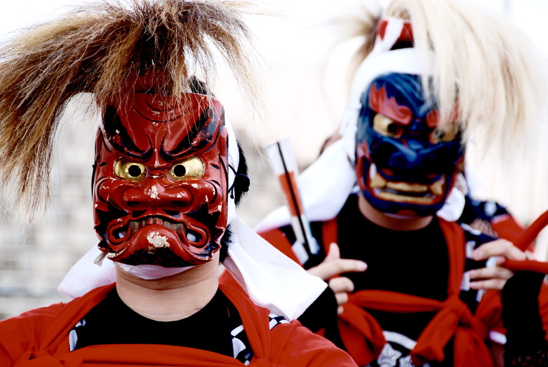 mask, wear, 4K, wearing, blue, headshot, men, parade, disguise, looking at camera, sport, s, people, costumes, celebration, outdoors, clothing, kabuki