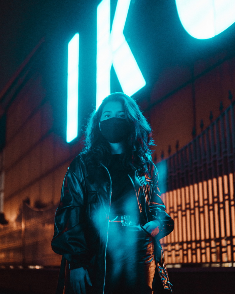 tehran, leather jacket, person, illuminated, real people, indoors, suit, light, costume, long hair, clothing, wearing, iran, front view, lifestyles, lighting