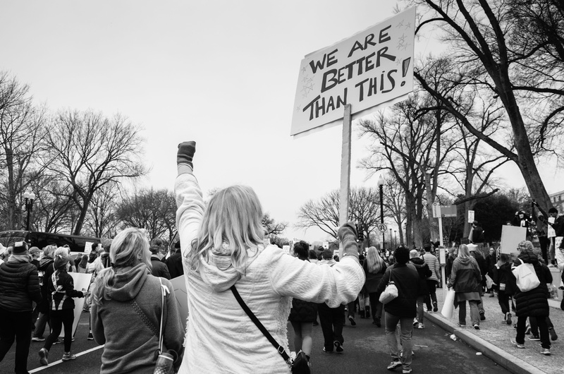 woman, city, photo, sign, black and white, crowd, bare tree, grayscale, banners, 4K, road, women, men, unite, rallying, tree, communication, real people