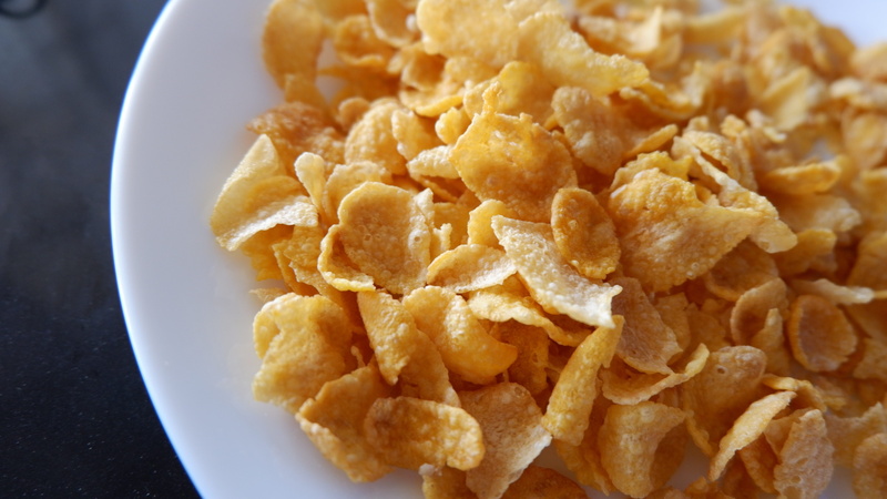 ready-to-eat, breakfast, yellow, 5K, sweets, food and drink, breakfast cereal, snack, close-up, bowl, indoors, corn flakes, high angle view, plate, food