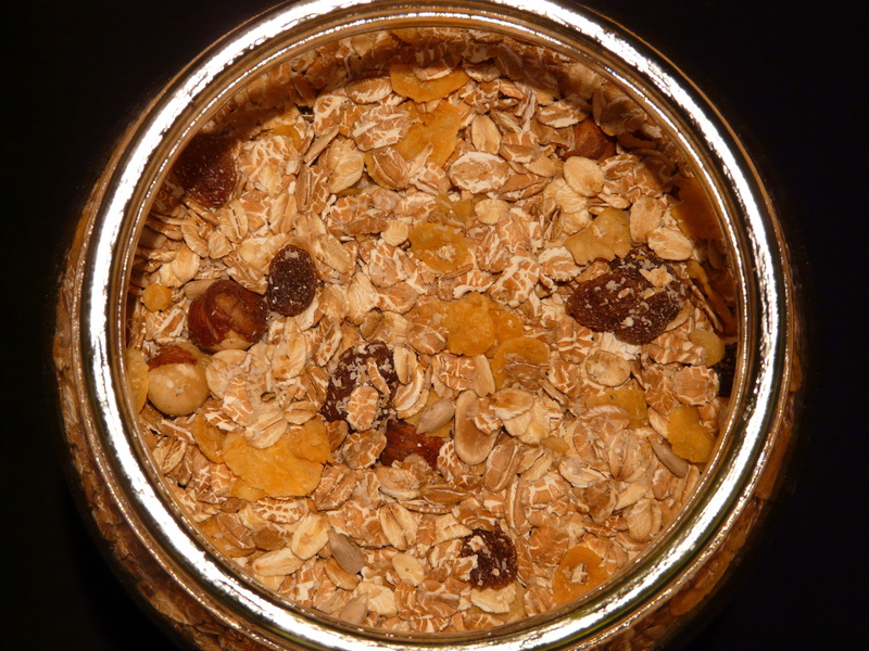 wellbeing, muesli, dessert, studio shot, indoors, high angle view, container, cereals, still life, oatmeal, glass - material, temptation, food and drink