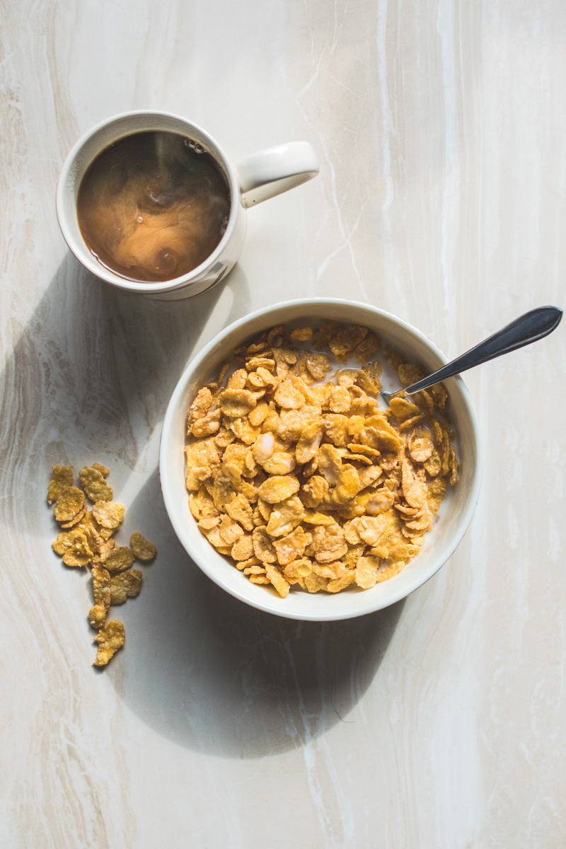 milk, drink, bowl, kitchen utensil, filled, freshness, healthy eating, healthy, cereals, spoon, high angle view, no people, indoors, food photography, 5K