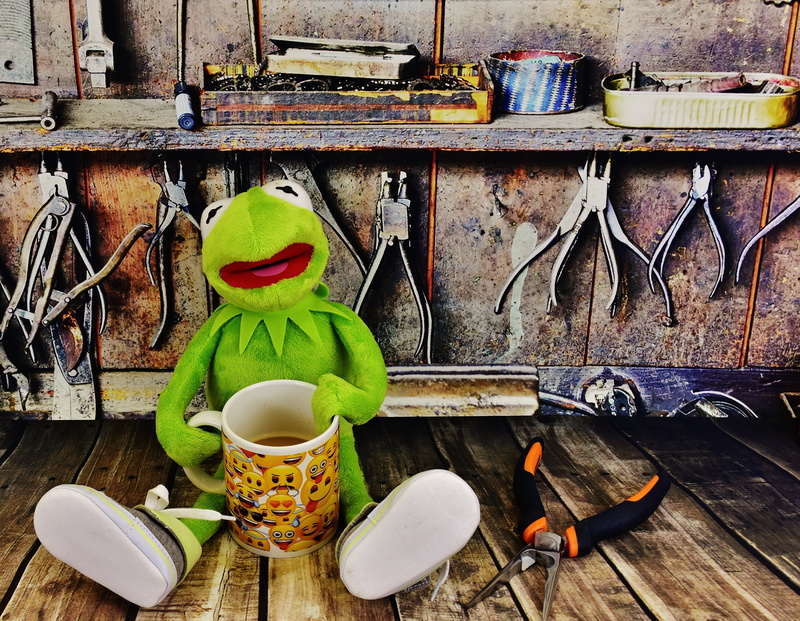 still life, work tool, coffee break, no people, large group of objects, toy, pliers, work funny, food, indoors, freshness, coffee, household equipment