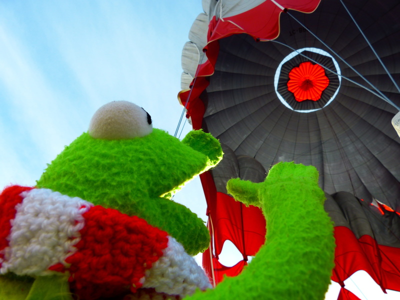 upward, animal representation, art and craft, low, sky, kermit, representation, low angle view, green color, celebration, frog marvel kermit, multi colored