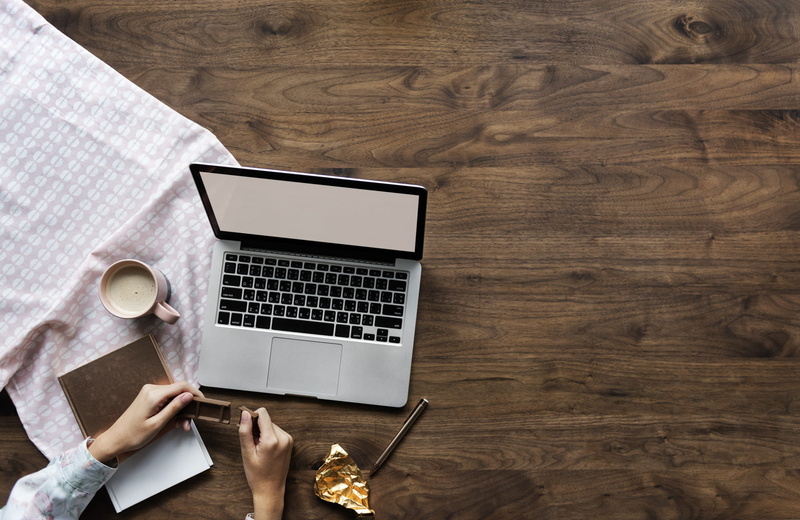 flatlay, wood - material, hot drink, using laptop, high angle view, notebook, connection, wireless, hand, furniture, coffee - drink, beverage, blogger