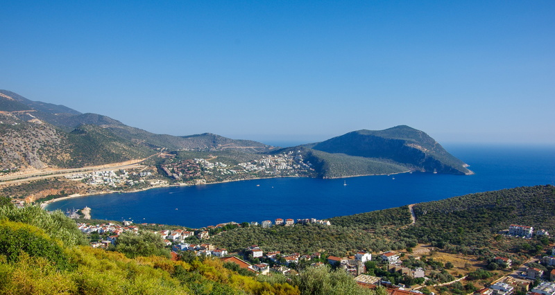 city, high angle view, sky, scenics - nature, architecture, outdoors, besides, antalya, environment, building, turkey, cityscape, mountain, landscape, no people